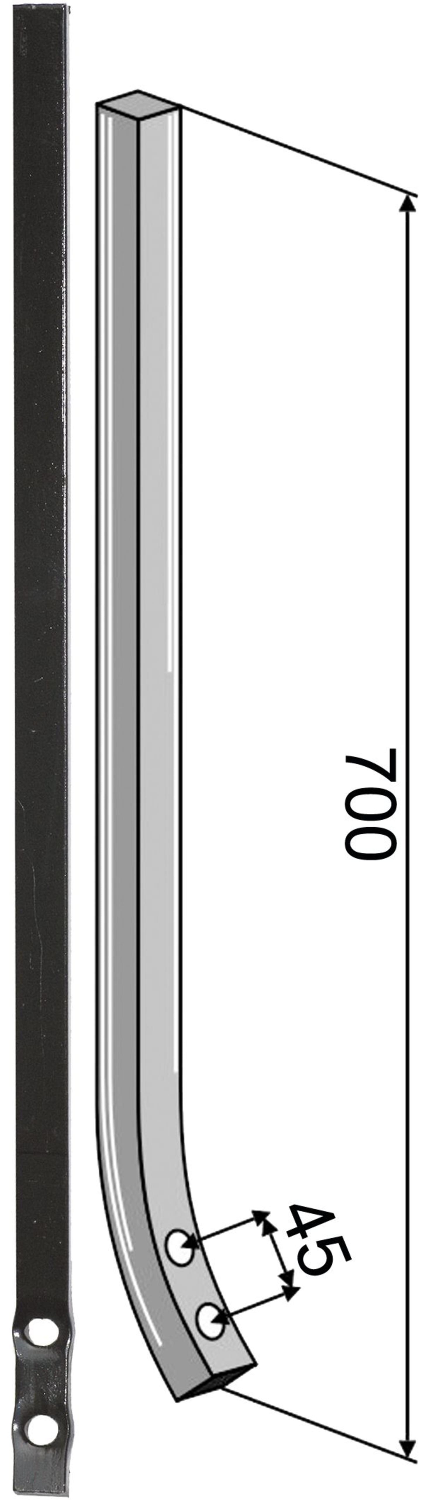 Industriehof® Spurlockerzinken 700 x 30 x 30 mm ohne Schar, für universal, 10.304983
