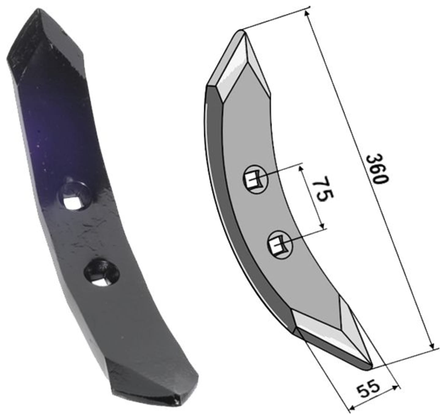 Industriehof® Spurlockererschar 360 x 55 x 15 mm für Spurlockerzinken universal, 101.305103