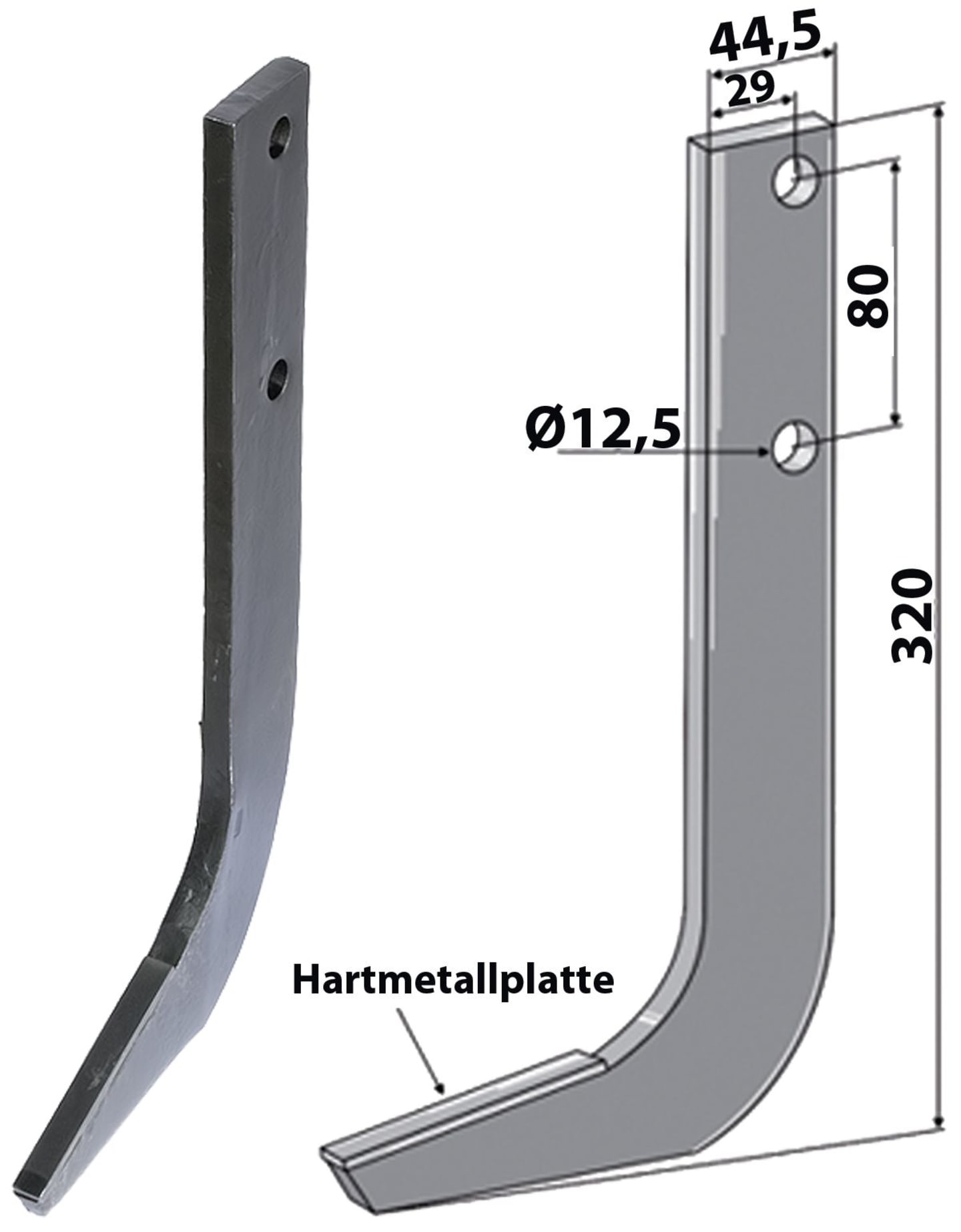 Industriehof® Fräshaken 320 x 44,5 x 10 mm mit Hartmetallplatte für universal Reihenfräse, UNI-500