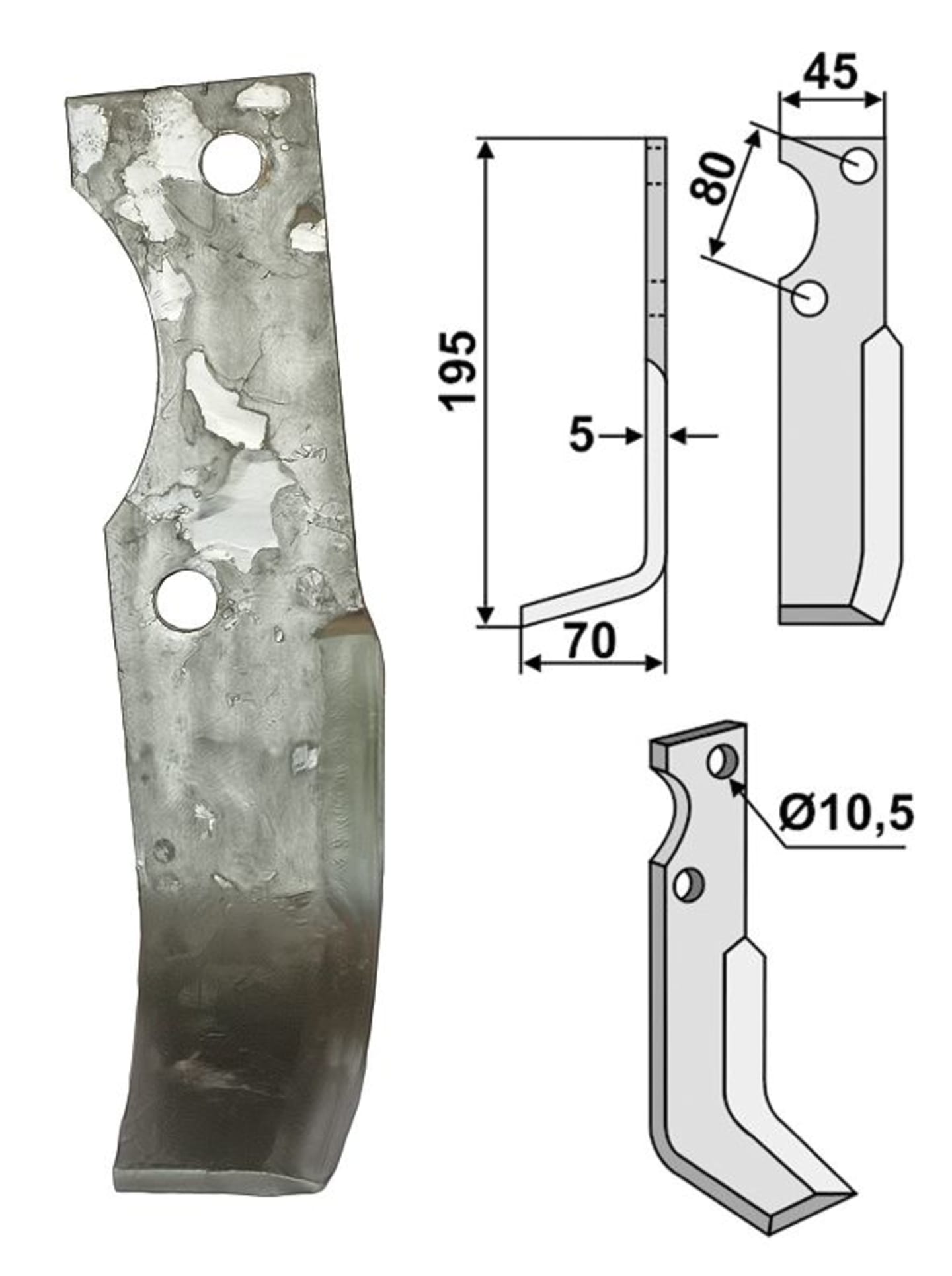 Industriehof® Fräsmesser links/rechts 195 x 45 x 5 mm, Bohrung 10,5 mm, für Barbieri, FM-Matras, Goldoni