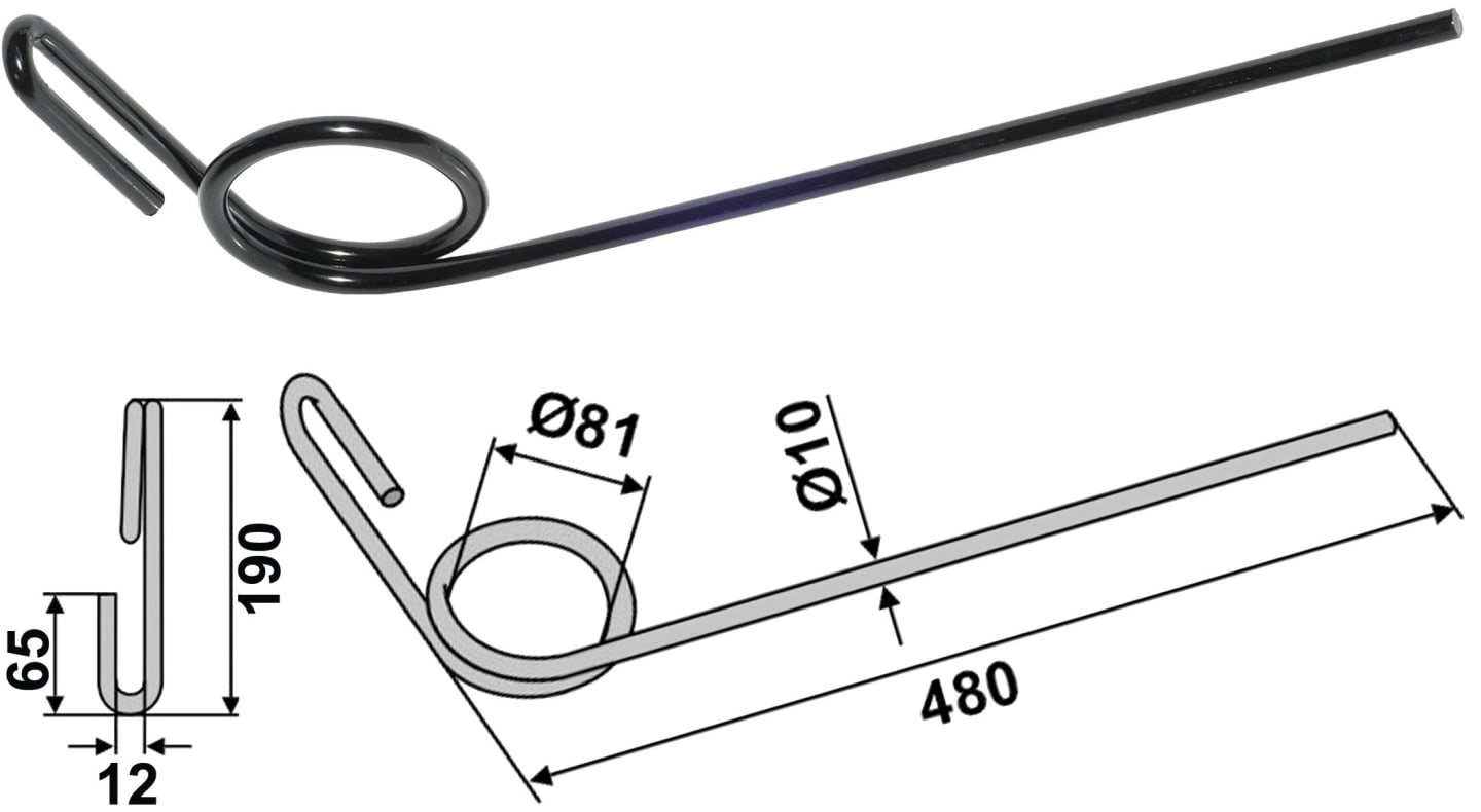 Industriehof® Striegelzinken 480 x 10 mm, für Striegel Doublet Record, 10.ST-SL-10