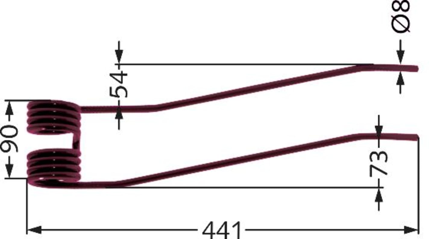 Kreiselheuerzinken links/rechts 441 x 90 x 8 mm für Heuer Stoll UM, Schwader Fella TS, UH, FUM