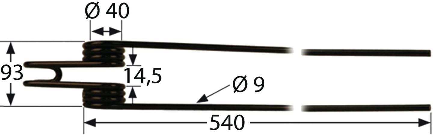 Schwaderzinken 540 x 93 x 9 mm für Schwader Deutz-Fahr KS 1.30, 1.50, 2.29