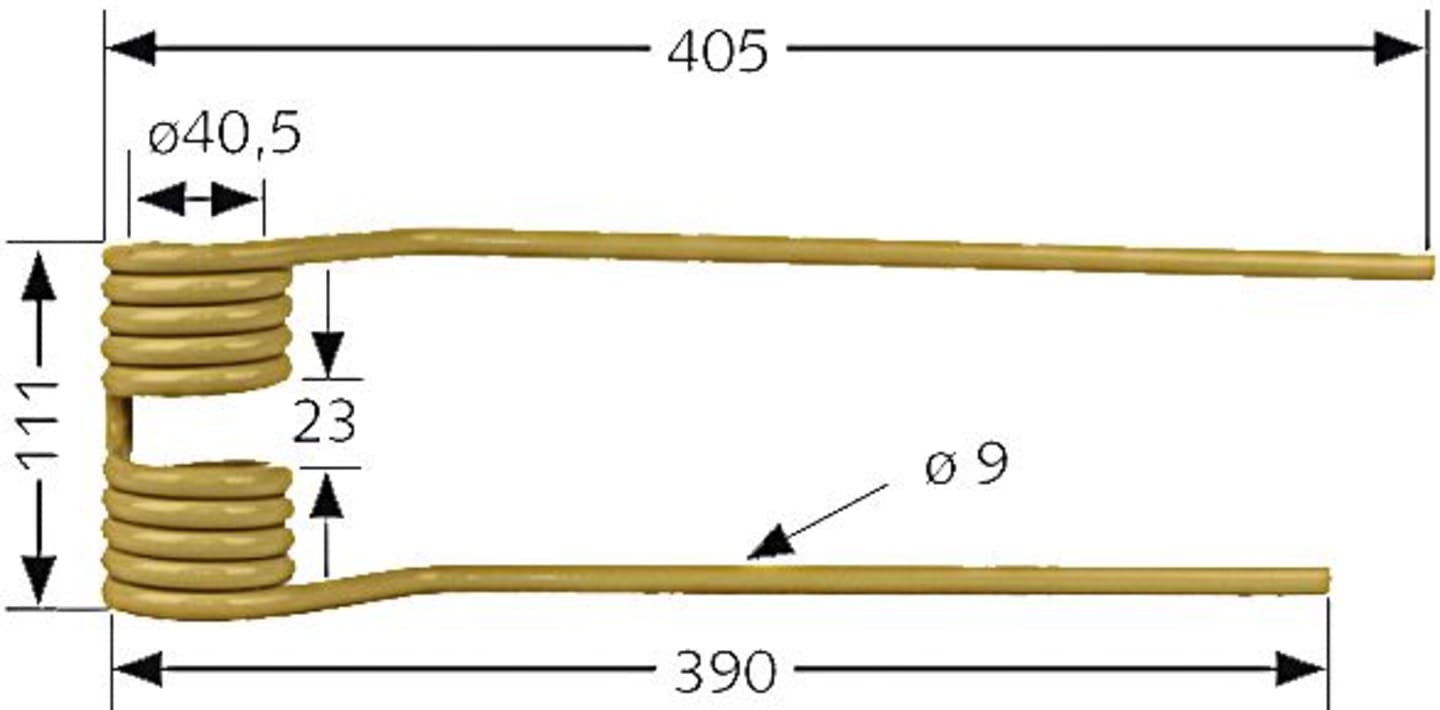 Kreiselheuerzinken links/rechts 405 x 111 x 9 mm für Heuer Vicon Fanex 400, 500, 600 730 ab Bj. 87