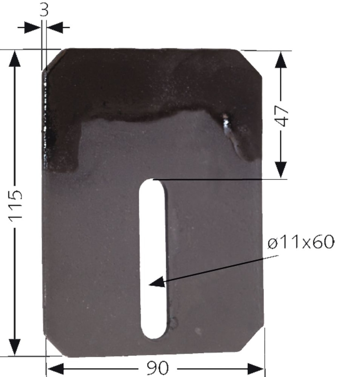 Industriehof® Abstreifer 115 x 90 x 3 mm Duraface-Beschichtung, für Amazone Packerwalzen, Bohrung 60 x 11 mm, 51-A100-B