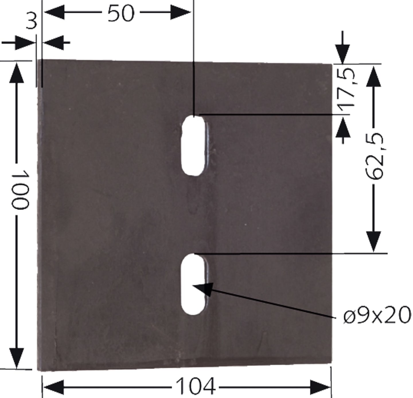 Industriehof® Abstreifer 100 x 104 x 3 mm, Bohrung 20 x 9 mm für Lely Packerwalzen, 51-L114
