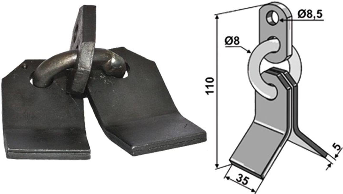 Industriehof® Y-Messer 110 x 35 x 5 mm, Bohrung 8,5 mm, für Mulcher Mulag, 63-MUL-80