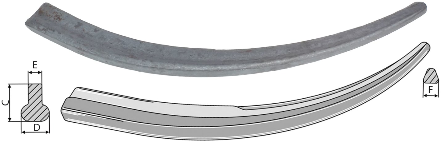 Industriehof® Greiferzinken 540 mm; 600 mm; 600 mm, zum Anschweißen, spitz, gebogen