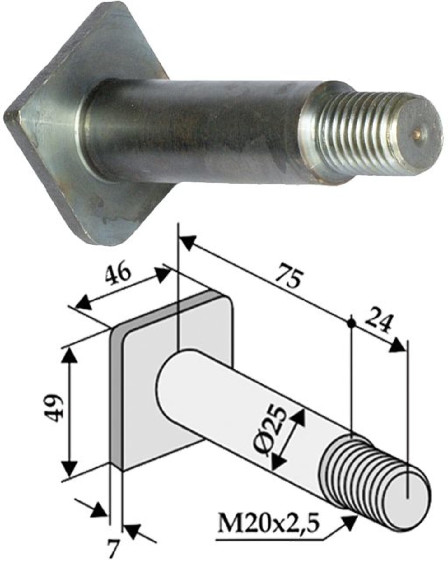 Industriehof® Gewindebolzen M 20 x 2,5 AG x 99 für Kuhn, Nobili, Vogel & Noot, 63-KUH-900