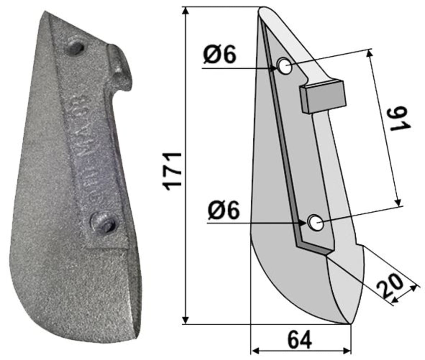 Industriehof® Säschar 20 x 171 x 64 mm, für Sämaschine Amazone, 99.AM-01