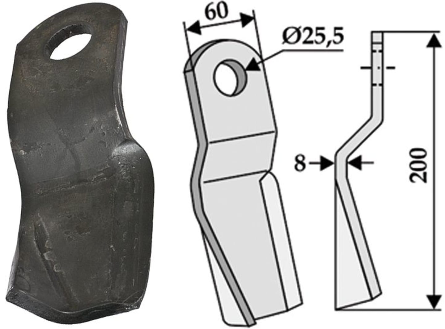Industriehof® Mulchmesser L x B x S: 200 x 60 x 8 mm Bohrung 25,5 mm für Sovema, 63-SOV-10