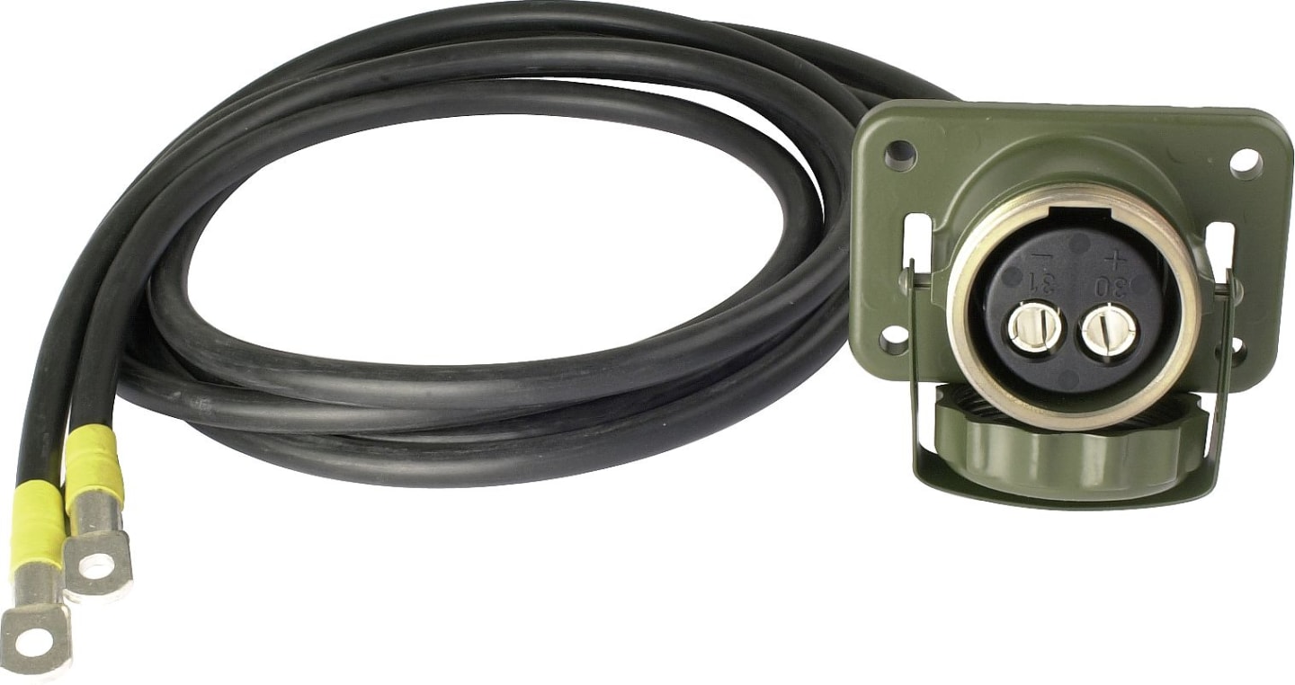 Herth + Buss Steckdose 2-polig, 24 V, Stahl, für Bundeswehrfahrzeuge, 51 305 238