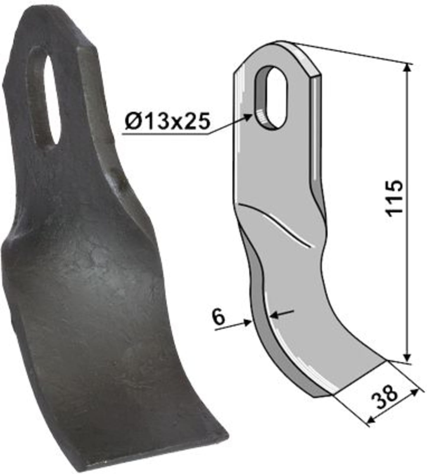 Industriehof® Schlegelmesser 115 x 38 x 6 mm, für Mulcher Spearhead, 63-IND-270