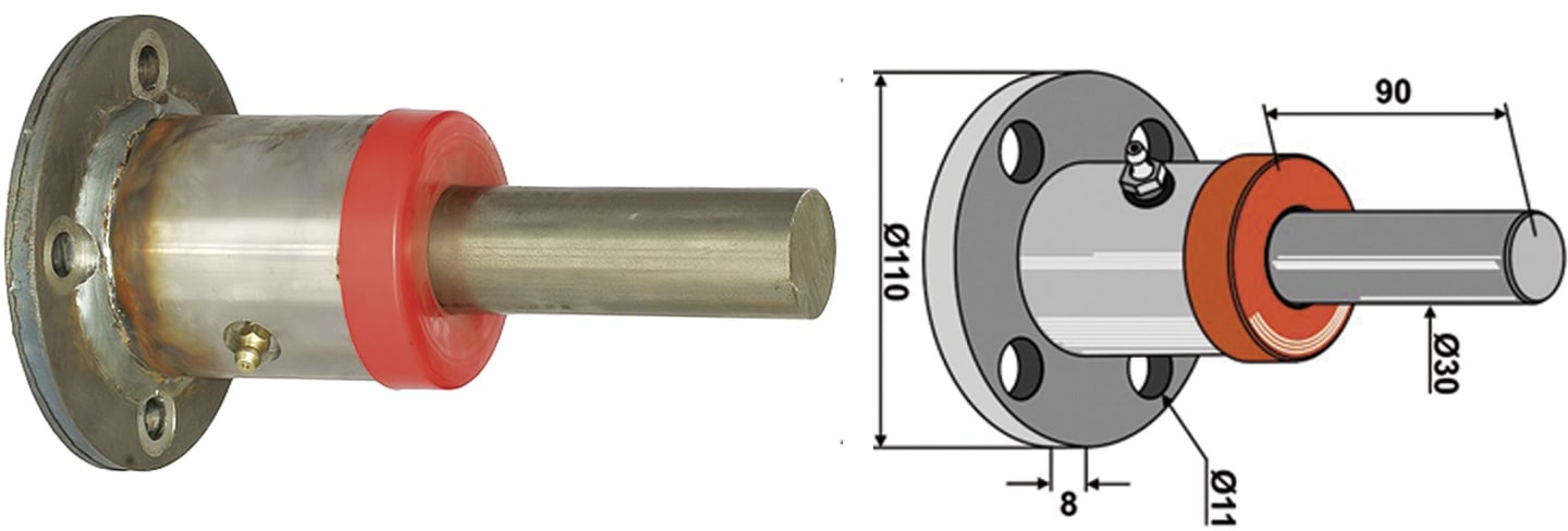 Industriehof® Scheibenlager Ø Welle 30 mm, Länge 90 mm, Lochkreis 86 mm