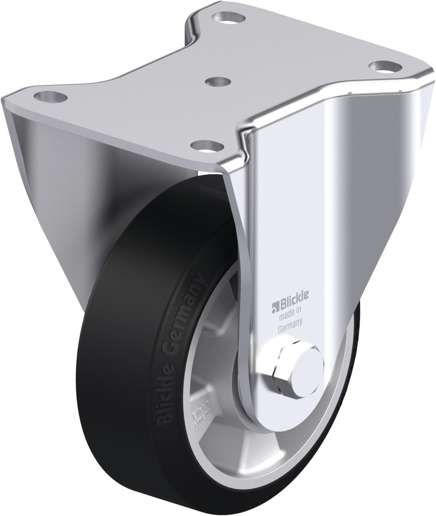 Blickle® Bockrolle "BH-ALEV 127K" Rad 125 x 50 mm, Höhe 170 mm, Tragkraft 270 kg, Elastik-Vollgummi, Druckgussfelge mit 2 Kugellagern