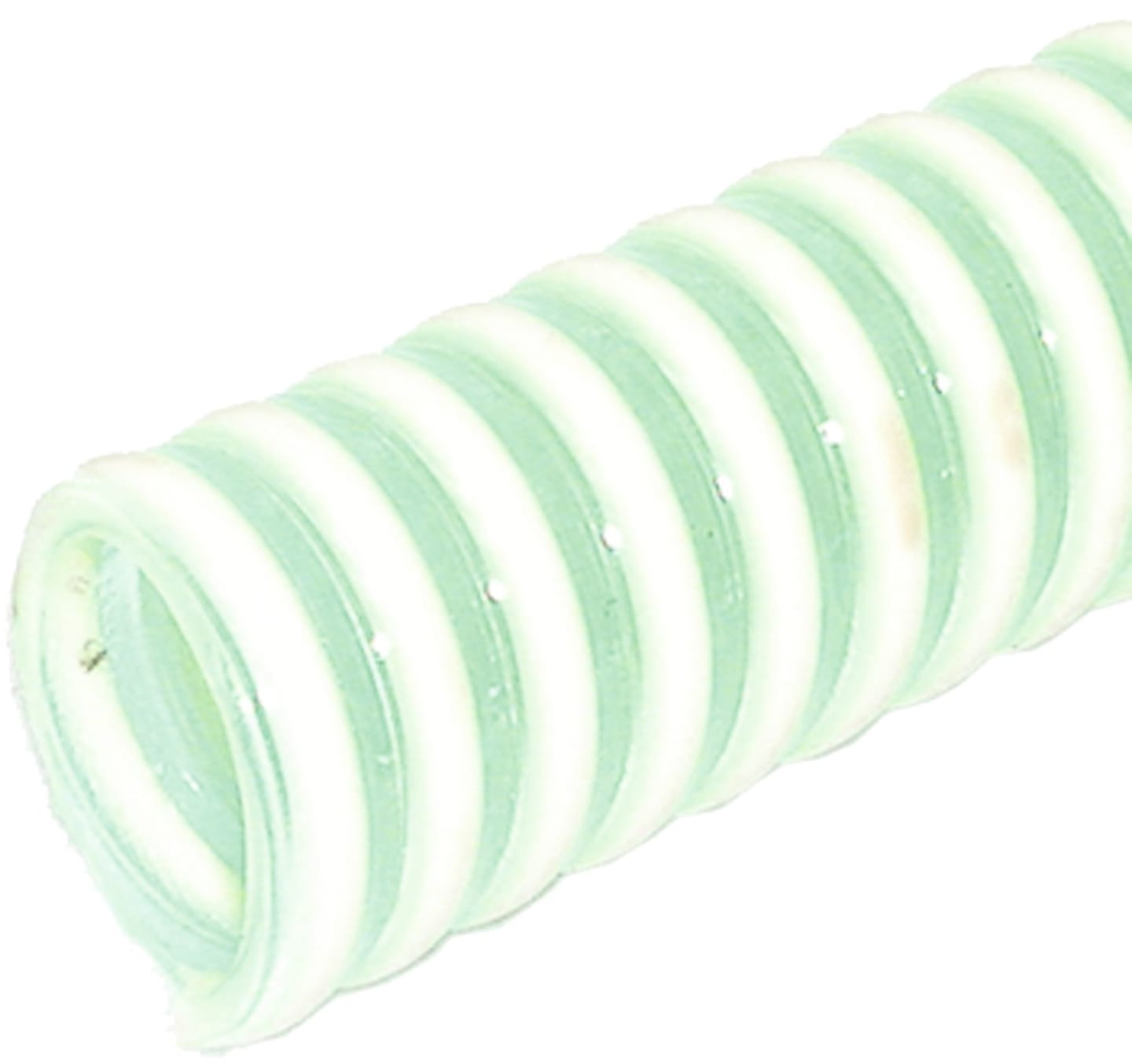 Saug- und Druckschlauch Weich-PVC, leicht gewellt, Hart-PVC-Spirale, weiß