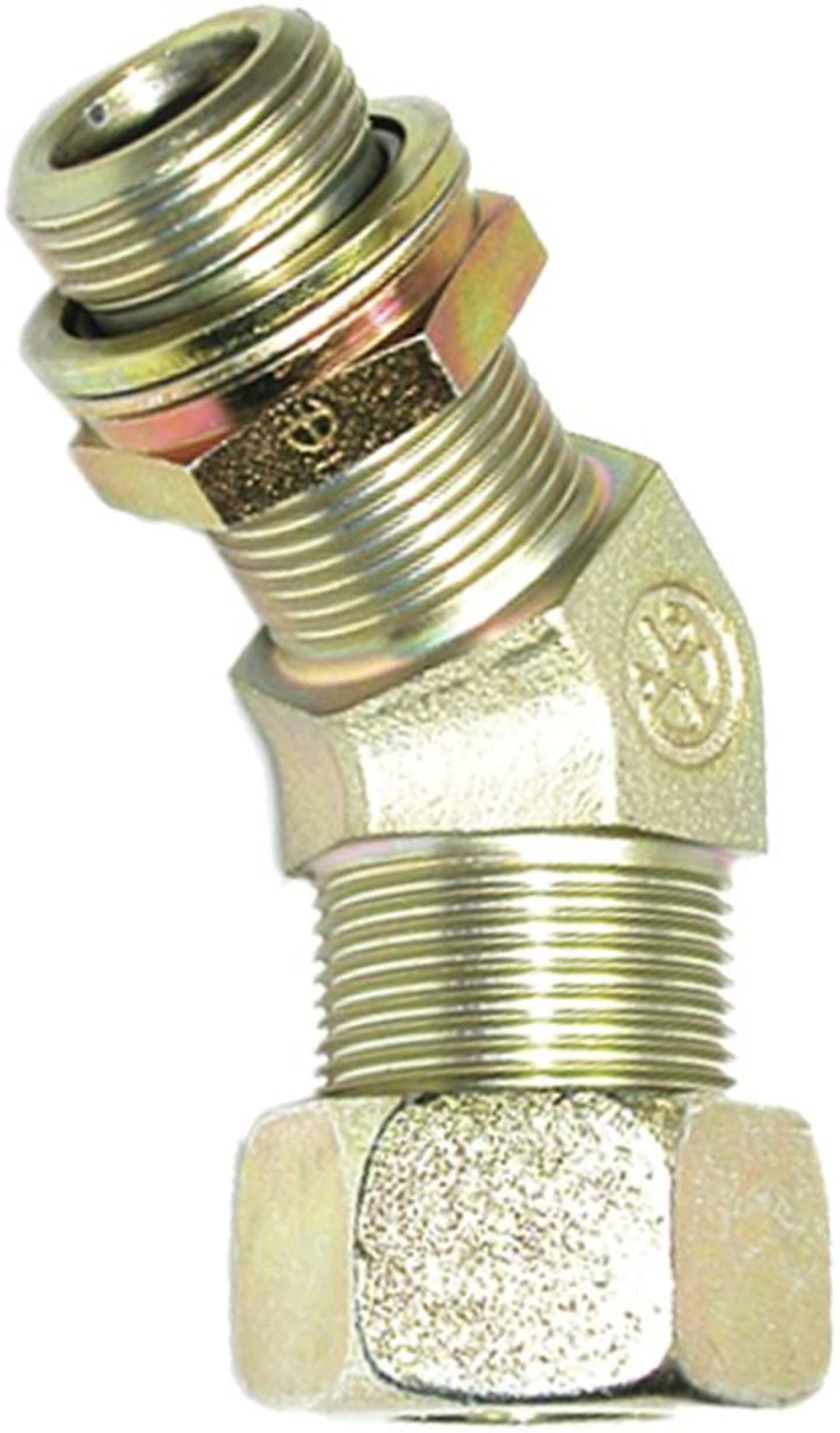 Winkel-Einschraubverschraubung "EWE-LM", 45 °, leicht, Einschraubgewinde metrisch, einstellbar, Abdichtung Dichtscheibe, O-Ring und Kammerring