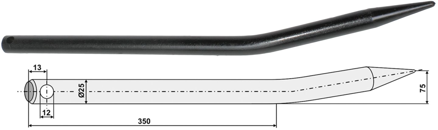 Industriehof® Frontladerzinken 565 mm, , spitz, gebogen, für universal, 18550