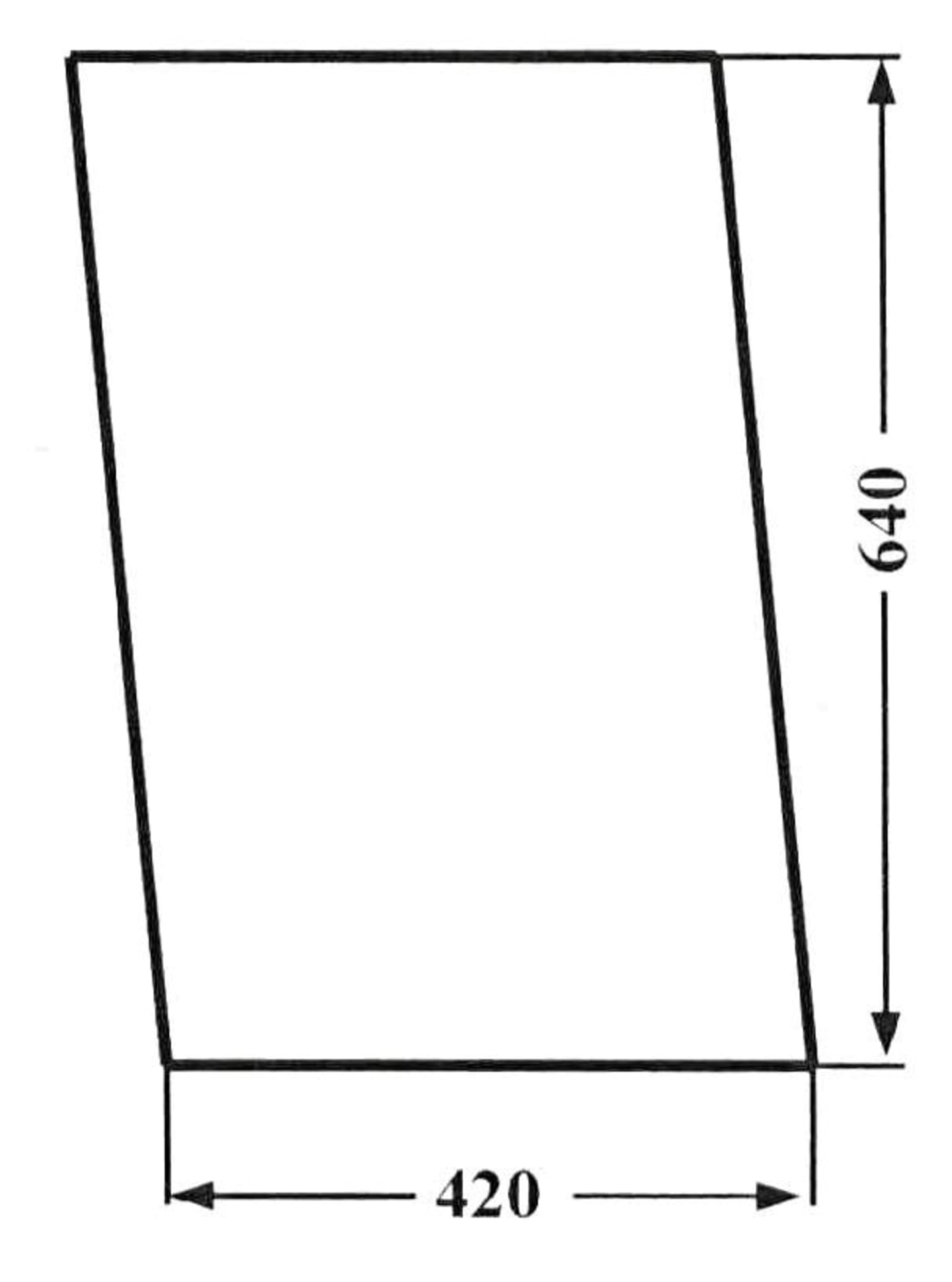 Seitenscheibe 420 x 642 x 5 mm links/rechts, klar, schiebbar, für Traktor Deutz-Fahr D 06 - Kabine 8102, Verdeck M 711, M 771