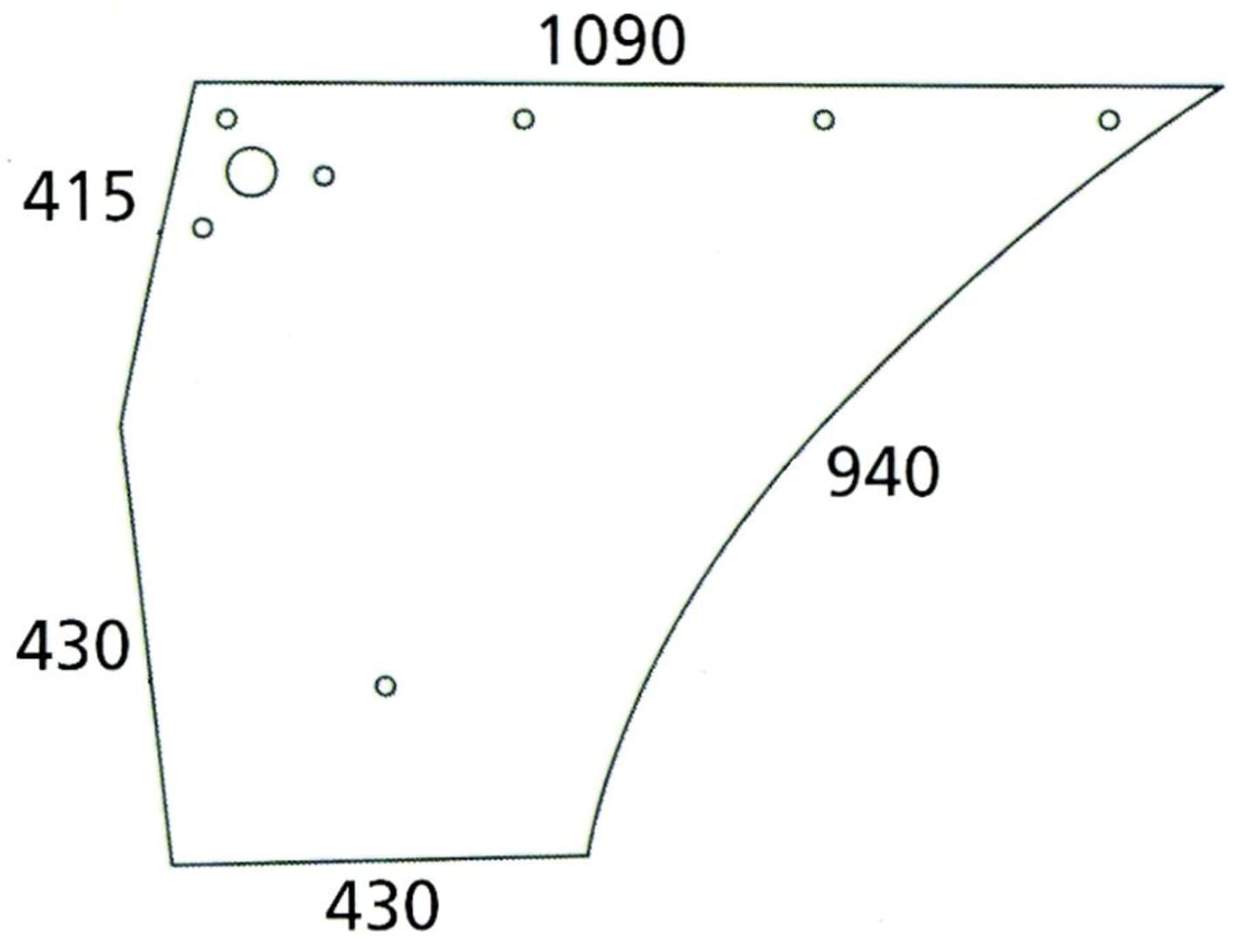 Türscheibe, klar, unten links/rechts, für Deutz-Fahr Agrocompact, Compact, Kabine C 1000–C 1200