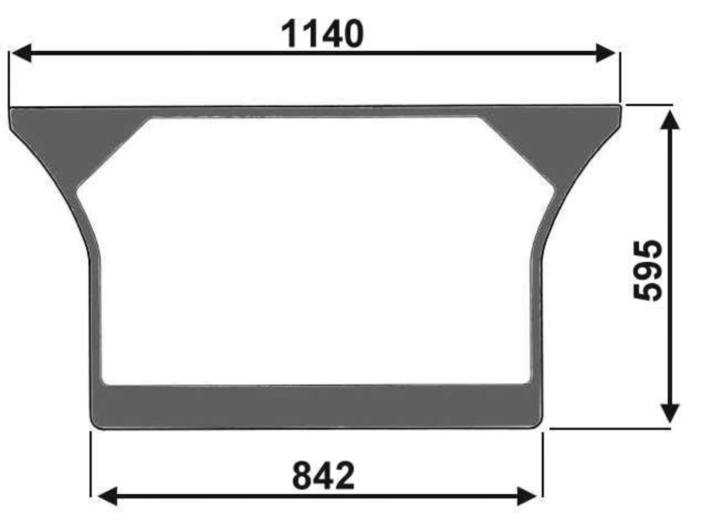 Heckscheibe grün, unten, Siebdruck, geklebt, Höhe 595 mm, für Traktor Deutz-Fahr, Hürlimann, Lamborghini , Same