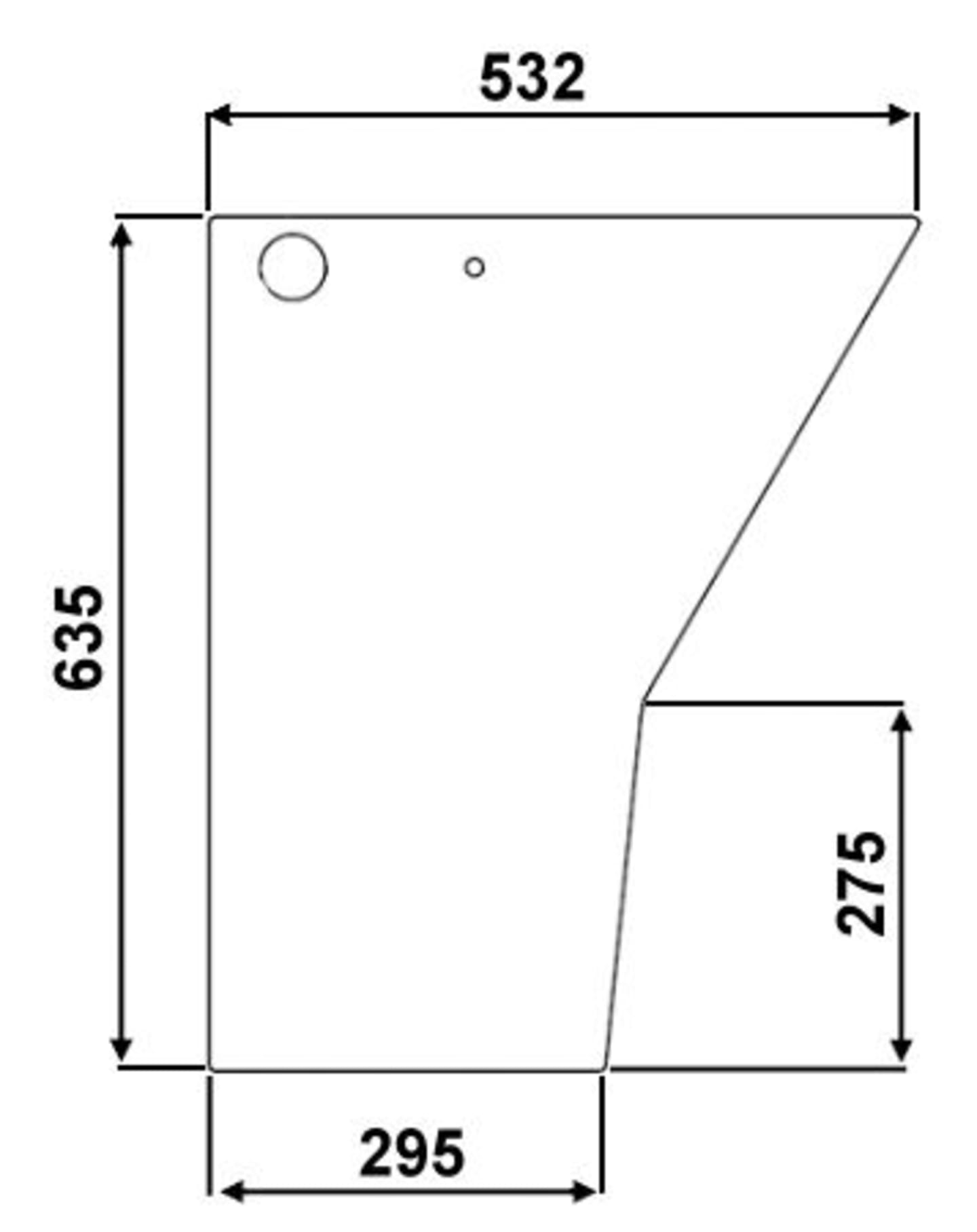 Türscheibe, klar, unten links/rechts, für Case IH 440, 540, 640, 740, 840, 940, Kabine Silent 40; Combi Cab 9615