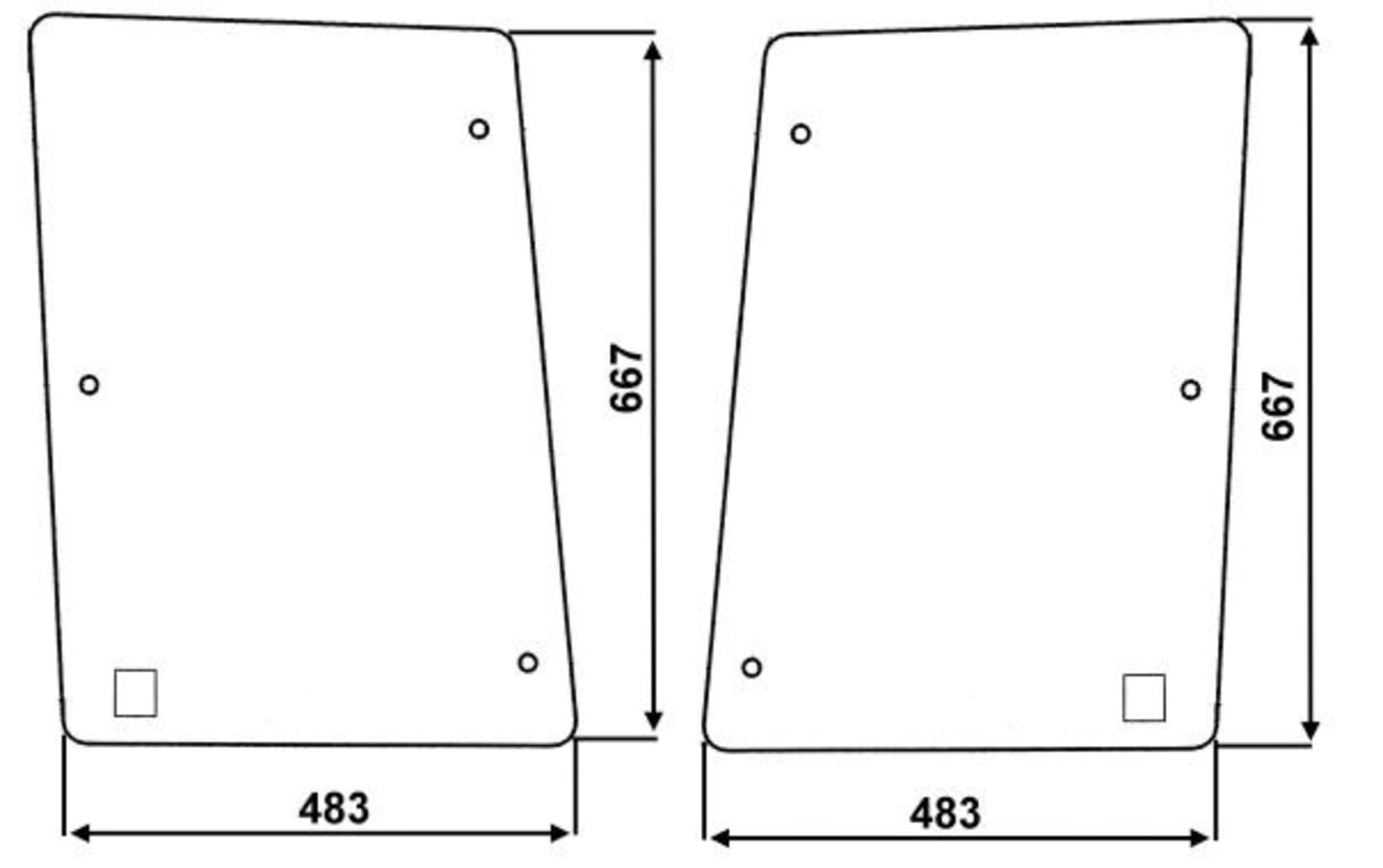Seitenscheibe links/rechts, grün, für Traktor Case IH CS, CVX; New Holland T, TVT; Steyr CVT, CVX, M