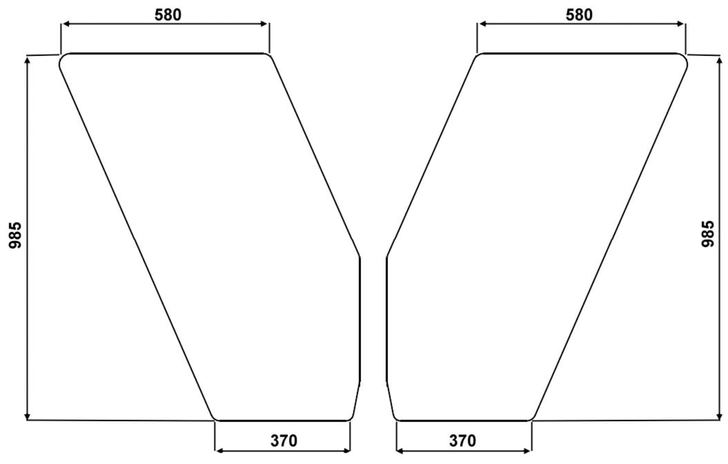 Türscheibe, klar, links/rechts, für Fiat -88, -90, 580, 680, 780, 880, 980, Kabine CS 7; CS 11; CS 12; CS 14; CS 15