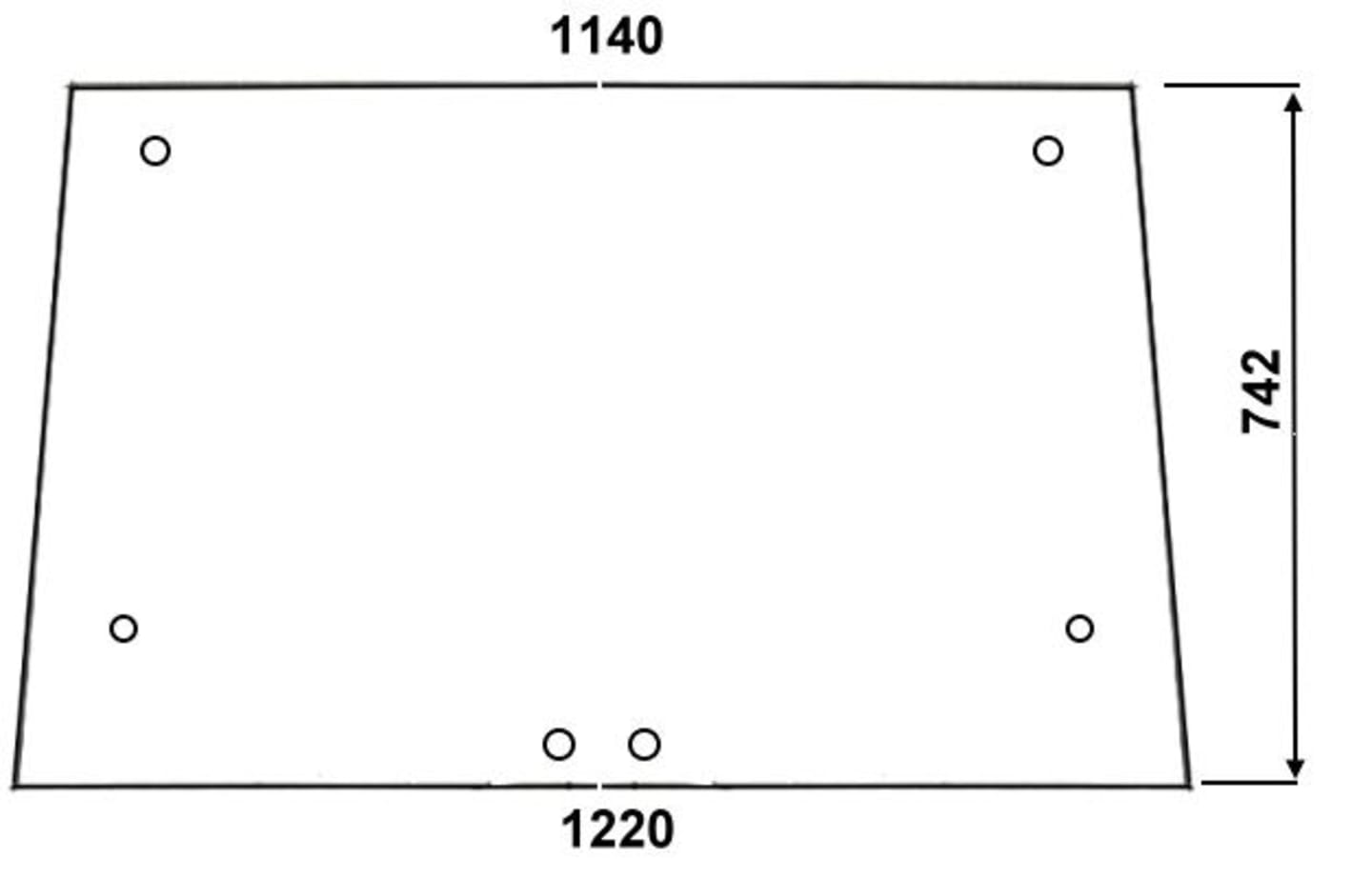 Heckscheibe grün, 2-Loch-Befestigung, für Traktor Renault -12, -14, -54, -94