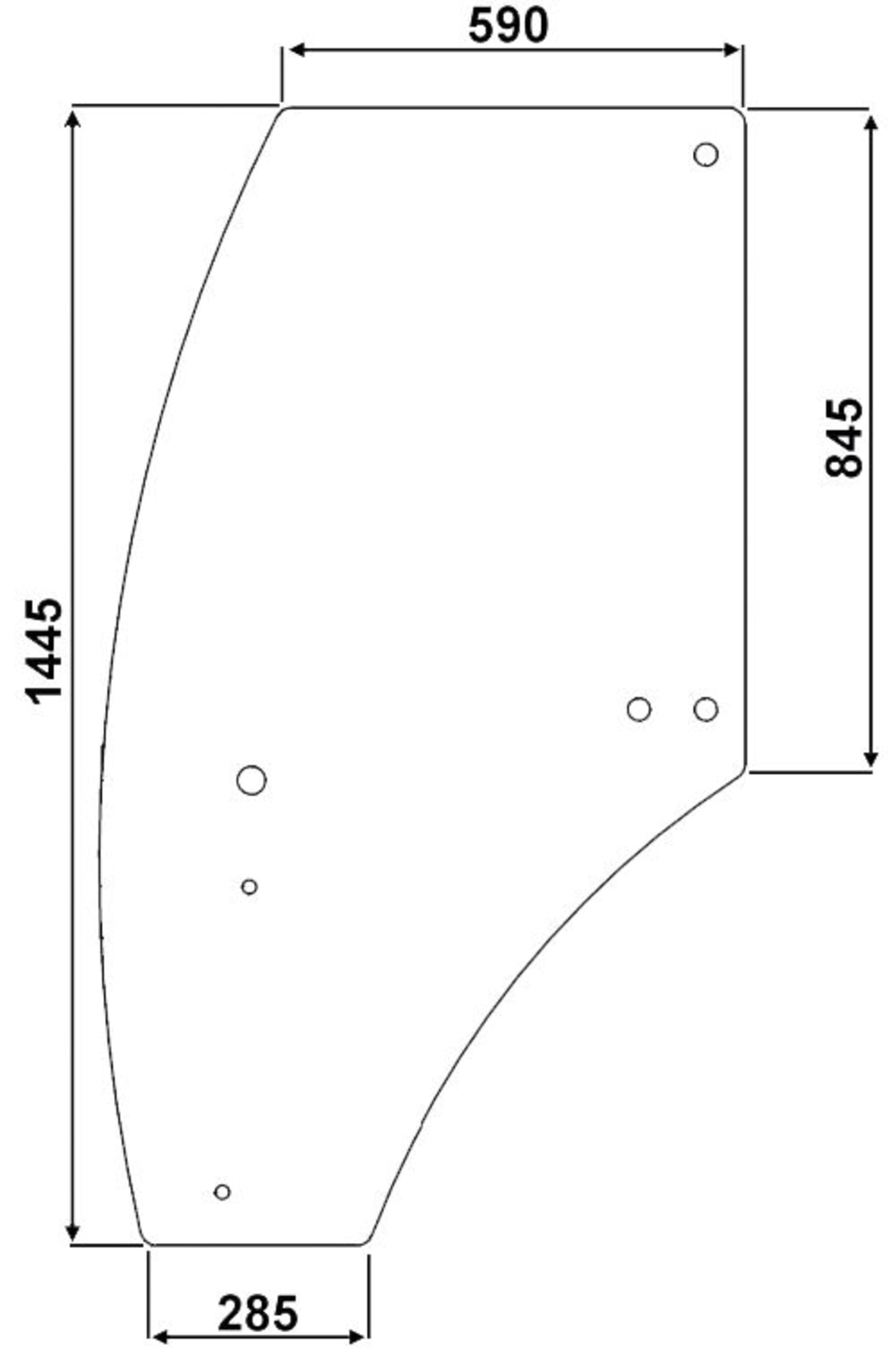 Türscheibe, grün, links, für John Deere 5000, 6000