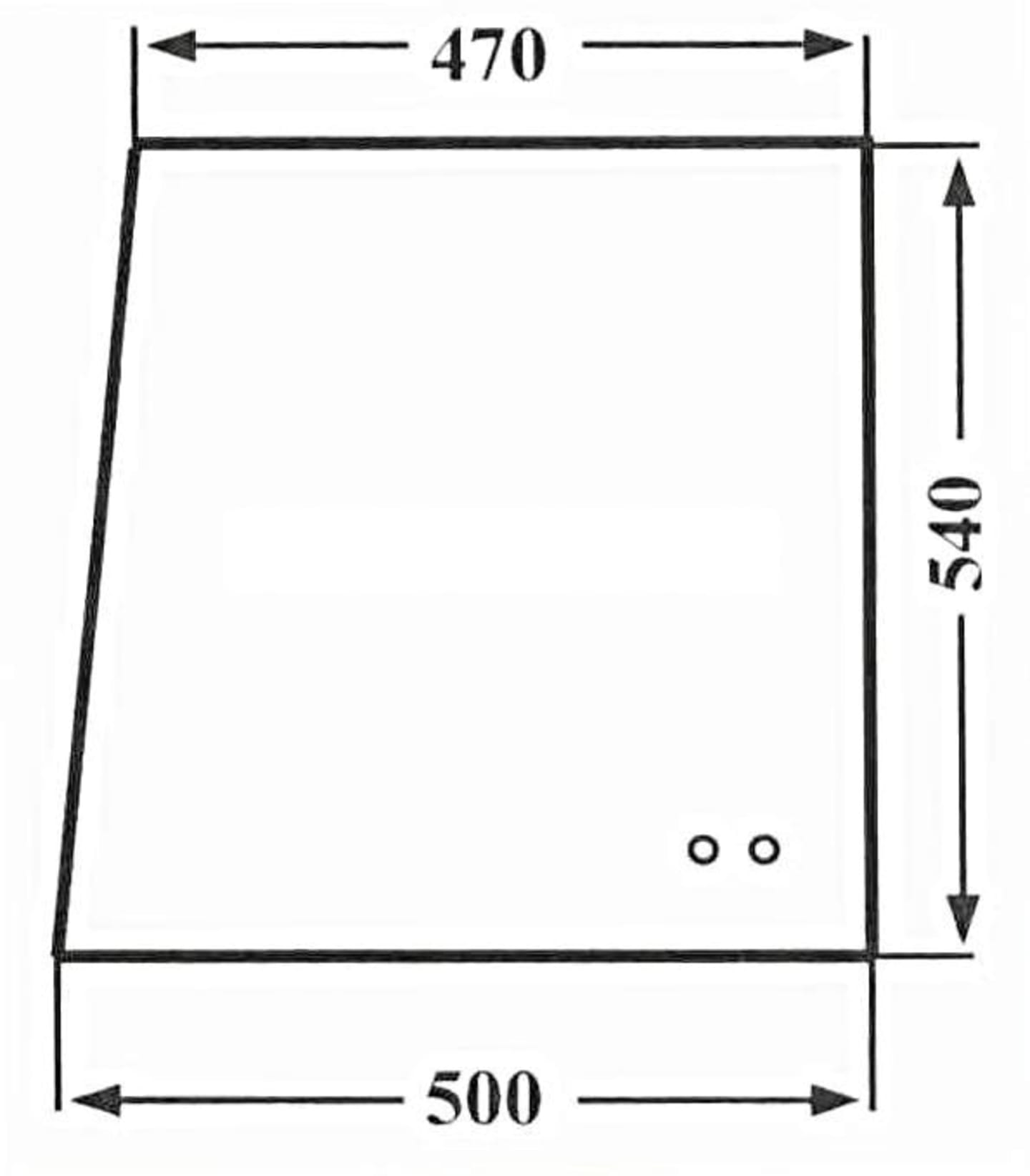 Seitenscheibe 540 x 470/500 x 5 mm links/rechts, klar, schiebbar, 2 Bohrungen, für Verdeck Fritzmeier M771 mit Aluschiene