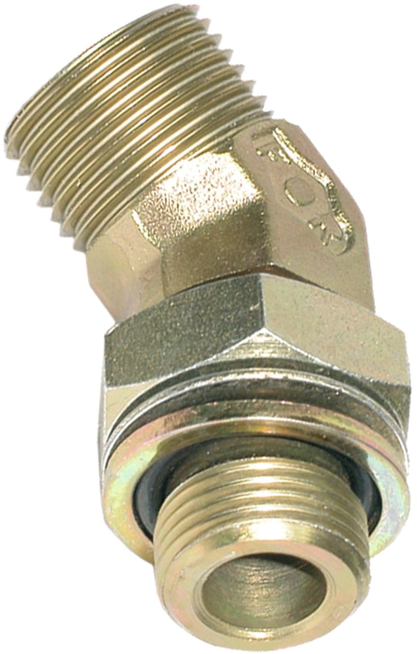 Winkel-Einschraubverschraubung WE45-OR, 45 °, R 3/4"/1 3/16"-12 AG UNF-UN, einstellbar, Flachdichtung O-Ring, O-Ring, Kammerring