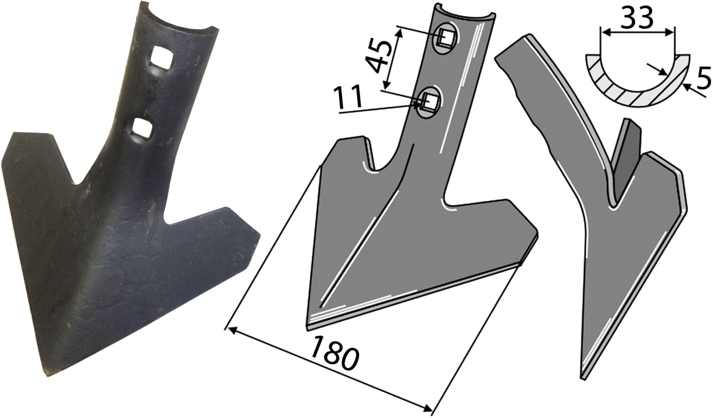 Industriehof® Gänsefußschar 180 x 5 mm für Köckerling Grubber Allrounder, 101.IND-590