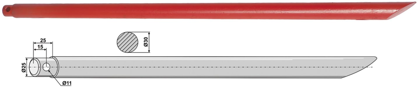 Industriehof® Frontladerzinken 800 mm, , spitz, gerade, für Agram, Manip, 18856