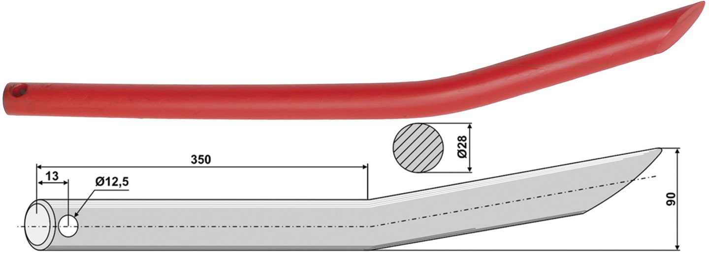 Industriehof® Frontladerzinken 550 mm, , spitz, gebogen, für Mailleux, 18563