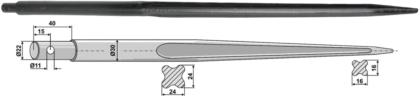Industriehof® Frontladerzinken 820 mm, , spitz, gerade, für Samson, 18820
