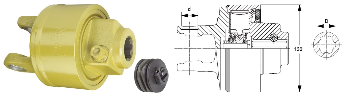 Walterscheid Nockenschaltkupplung "K64/14R" W Baugröße 2300, Auslösekraft 1.400 Nm, Profil 1 3/8" 6, Verschluss Klemmkonus CC, 1134178