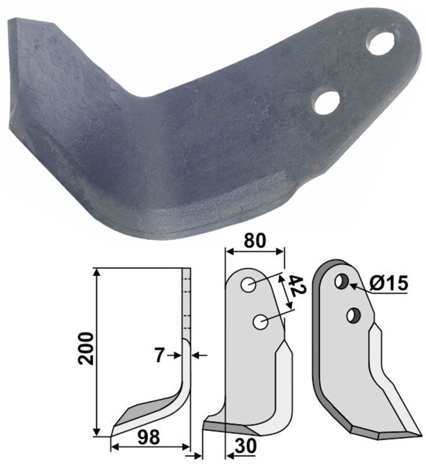 Industriehof® Fräsmesser links/rechts 200 x 80 x 7 mm, Bohrung 15 mm, für Braun