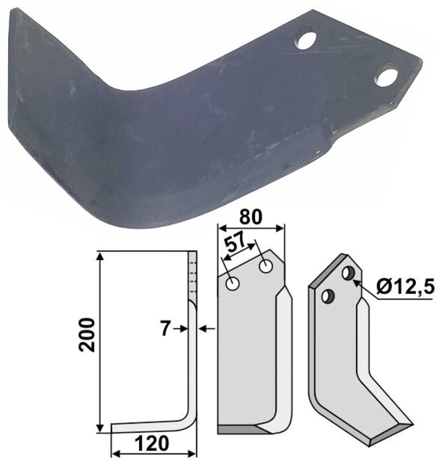 Industriehof® Fräsmesser links/rechts 200 x 80 x 7 mm, Bohrung 12,5 mm, für Breviglieri