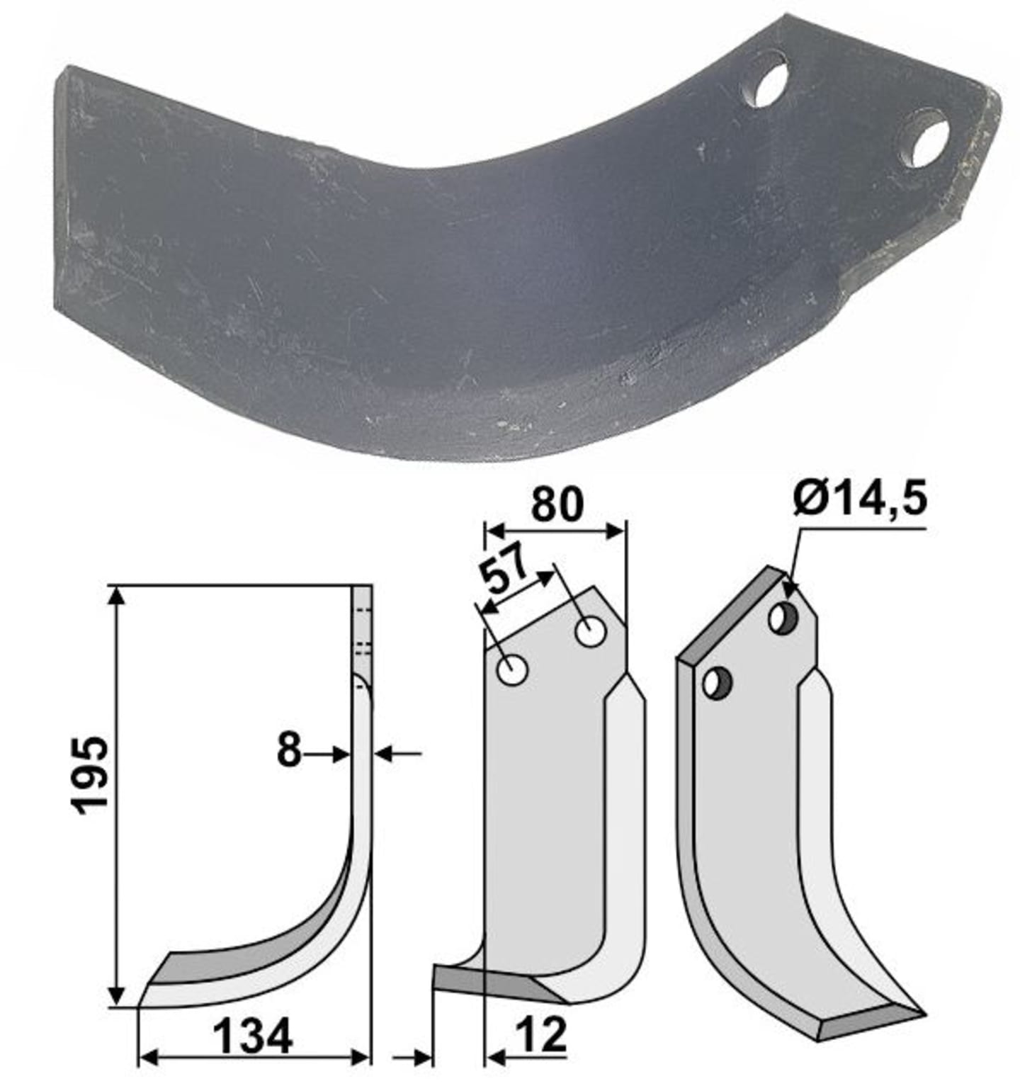 Industriehof® Fräsmesser links/rechts 195 x 80 x 8 mm, Bohrung 14,5 mm, für Celli