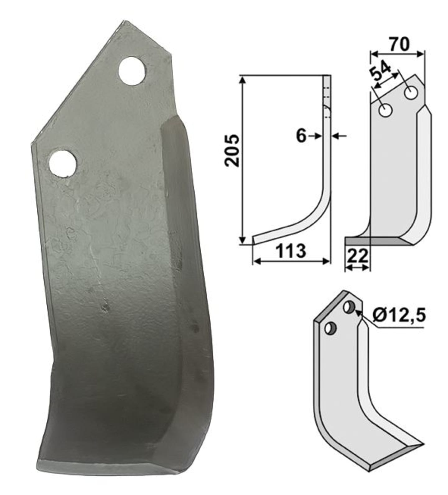 Industriehof® Fräsmesser links/rechts 205 x 70 x 6 mm, Bohrung 12,5 mm, für Dondi, Goldoni