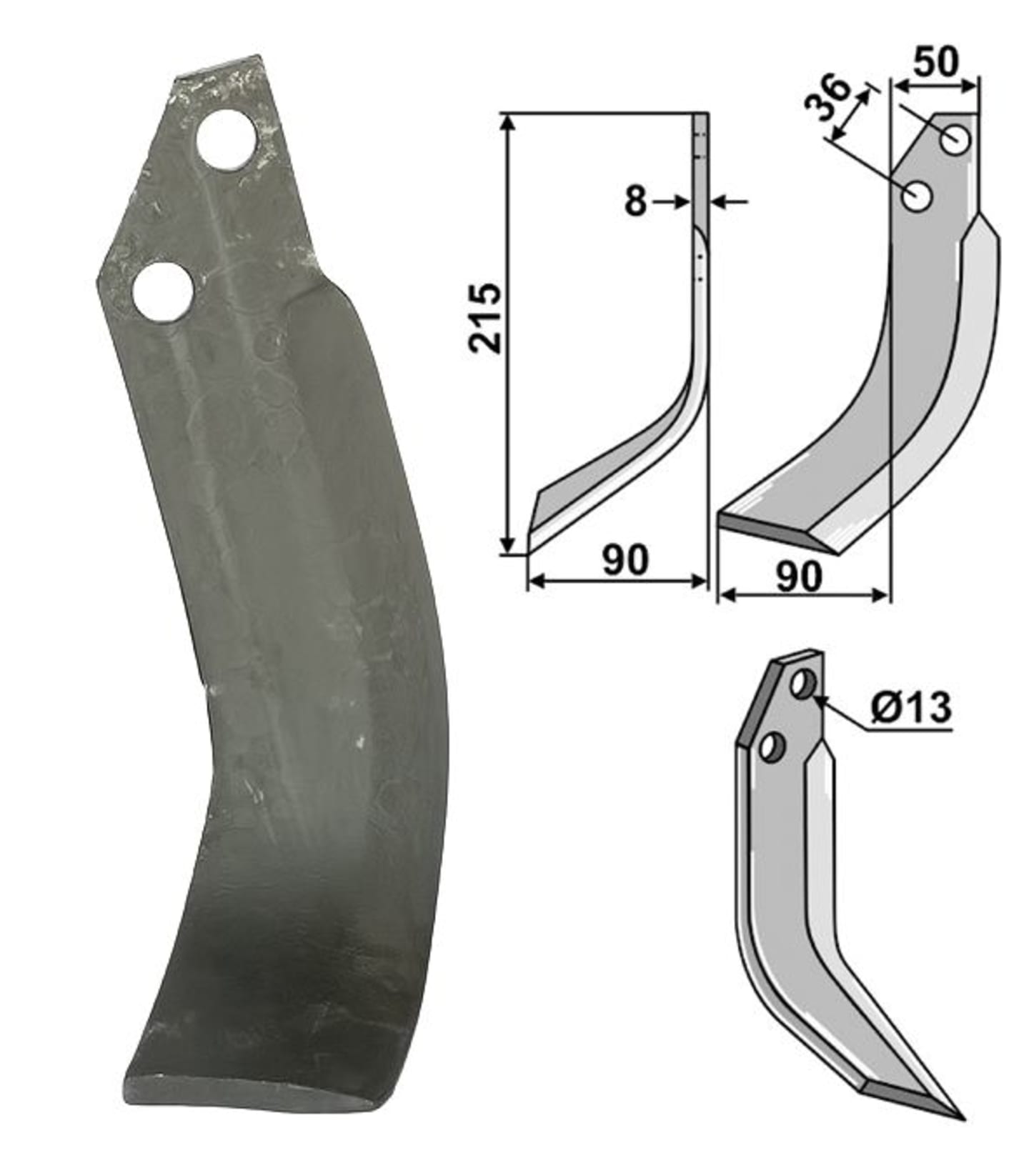 Industriehof® Fräsmesser links/rechts 215 x 50 x 8 mm, Bohrung 13 mm, für JNC