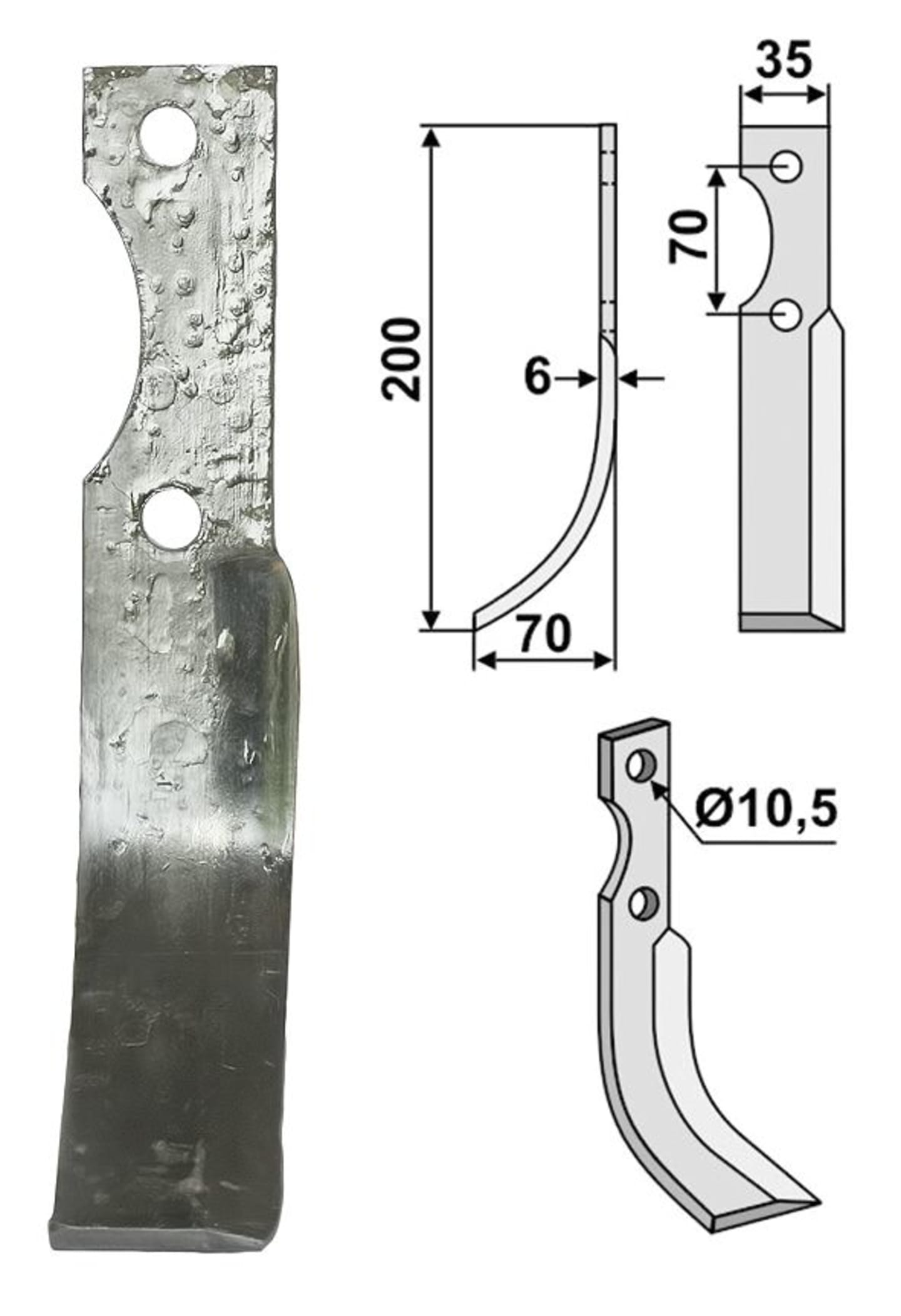 Industriehof® Fräsmesser links/rechts 200 x 35 x 6 mm, Bohrung 10,5 mm, für S.E.P.