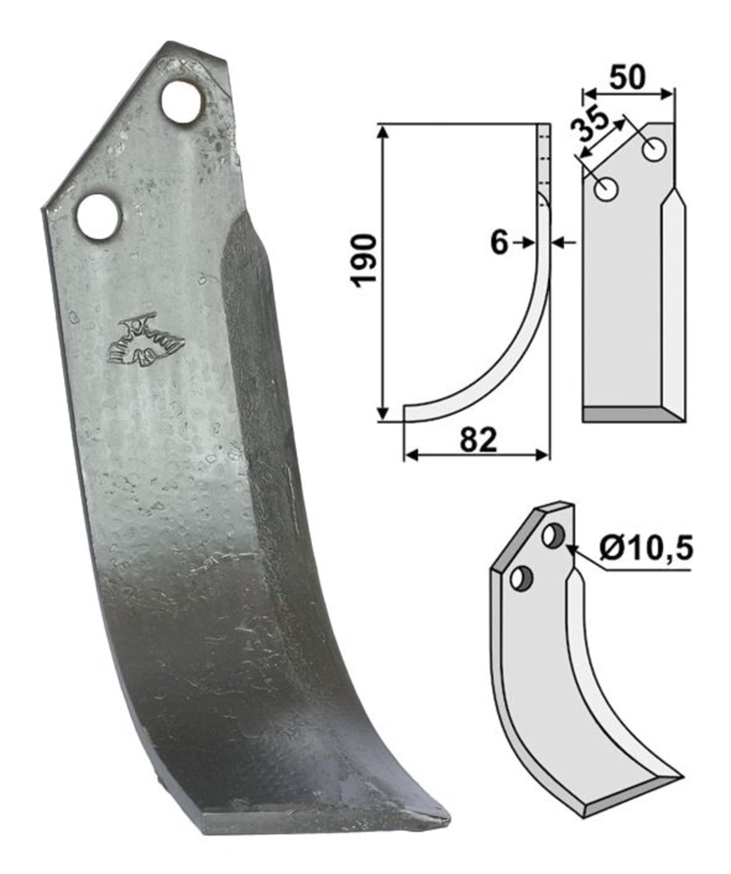 Industriehof® Fräsmesser links/rechts 190 x 50 x 6 mm, Bohrung 10,5 mm, für Valpadana