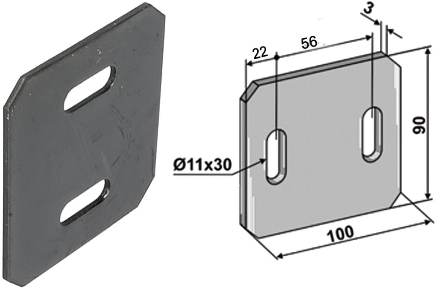 Industriehof® Abstreifer 100 x 90 x 3 mm, Bohrung 30 x 11 mm für Frandent Packerwalzen, 51-F202