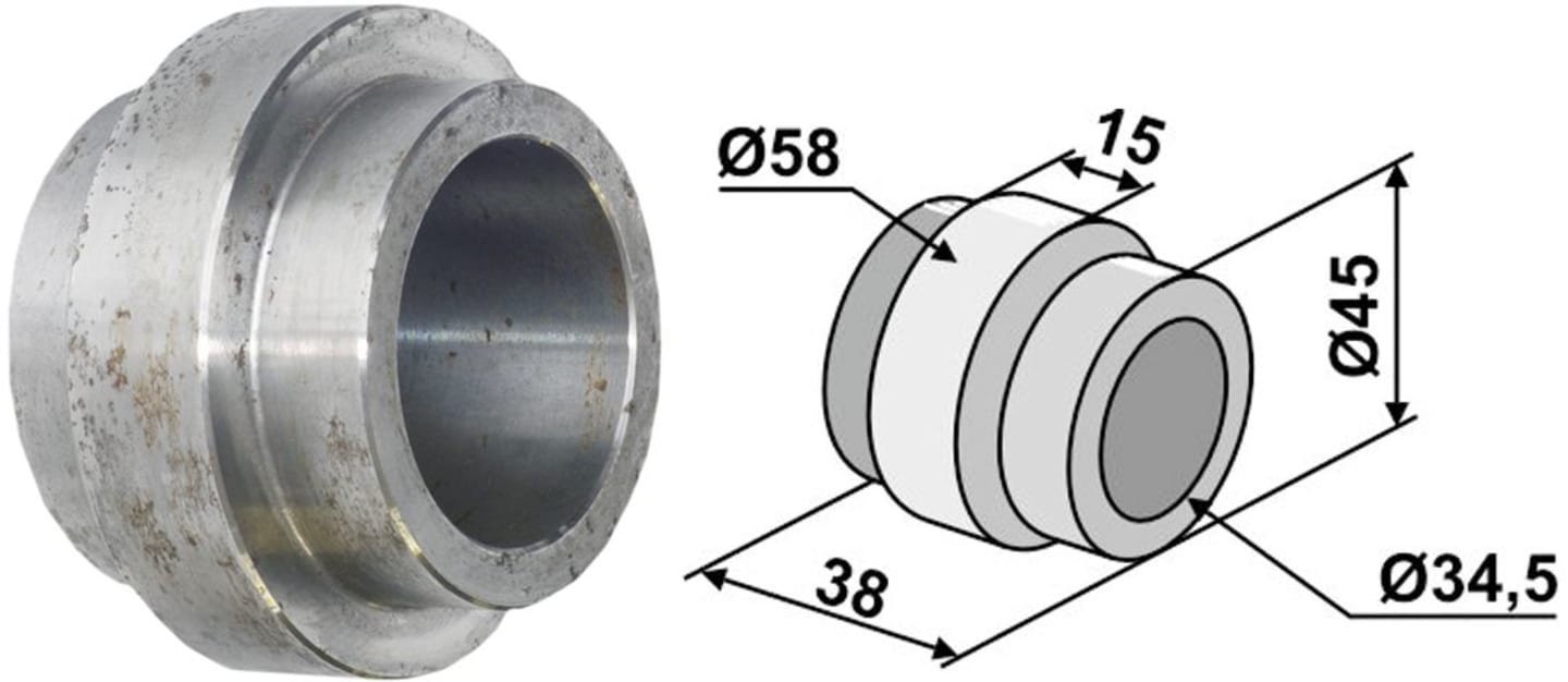 Industriehof® Lagerwelle für Lagerung mit Vierkantwelle 26 x 26 mm (Best. Nr. 10477881), Hankmo, 45; 58 x 34,5 x 38 mm, 31-0016D