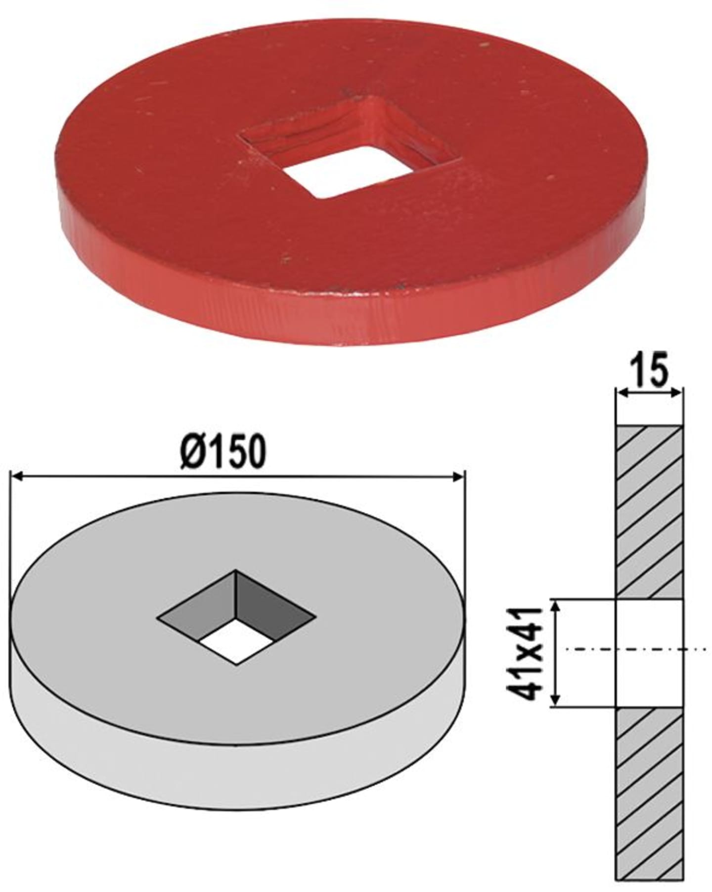 Industriehof® Endscheibe für Vierkantwelle 40 x 40 mm, 31-0207