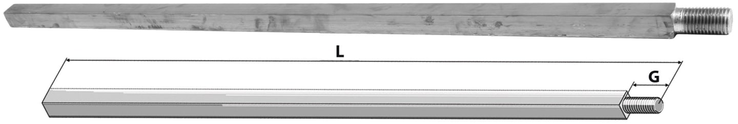 Industriehof® Vierkantwelle 30 mm, für Scheibeneggen, Spatenrollegge