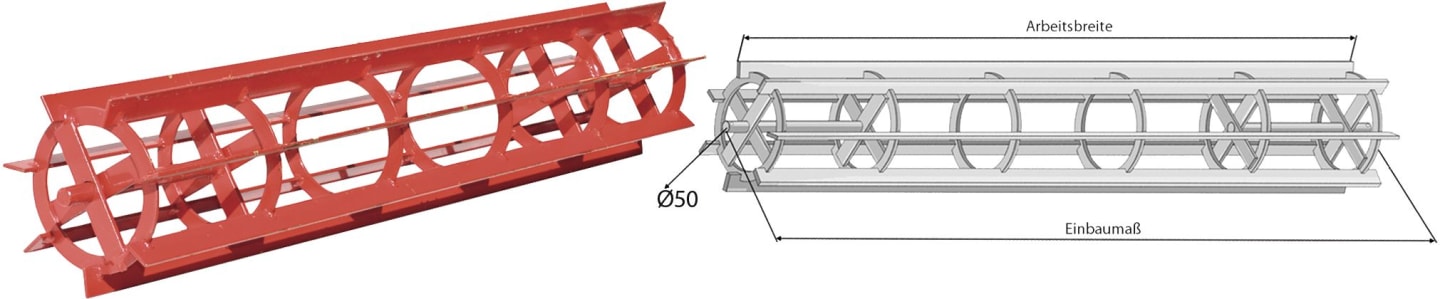 Industriehof® Flachstabwalze Einbaumaß 2.000 mm, Ø Walze 400 mm, universal, 312-401-2000