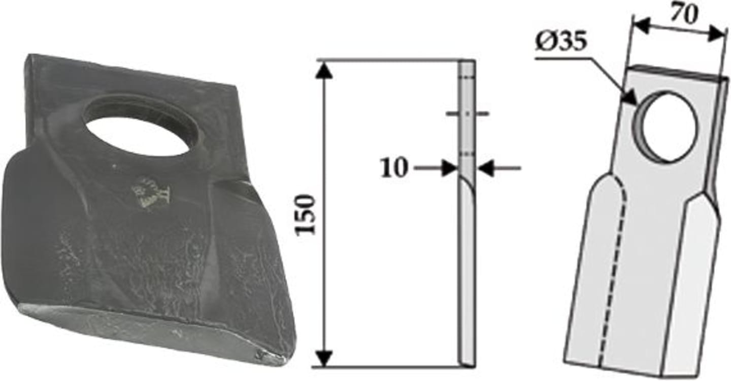Industriehof® Schlegelmesser links/rechts 150 x 70 x 10 mm, für Mulcher Hermes